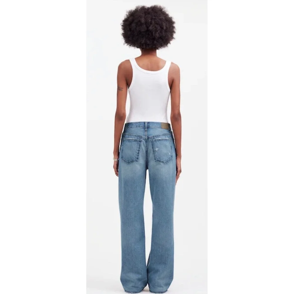 Madewell Low Slung Baggy Wide Leg Jeans Blue Cotton Cone Denim Button Fly 33/31